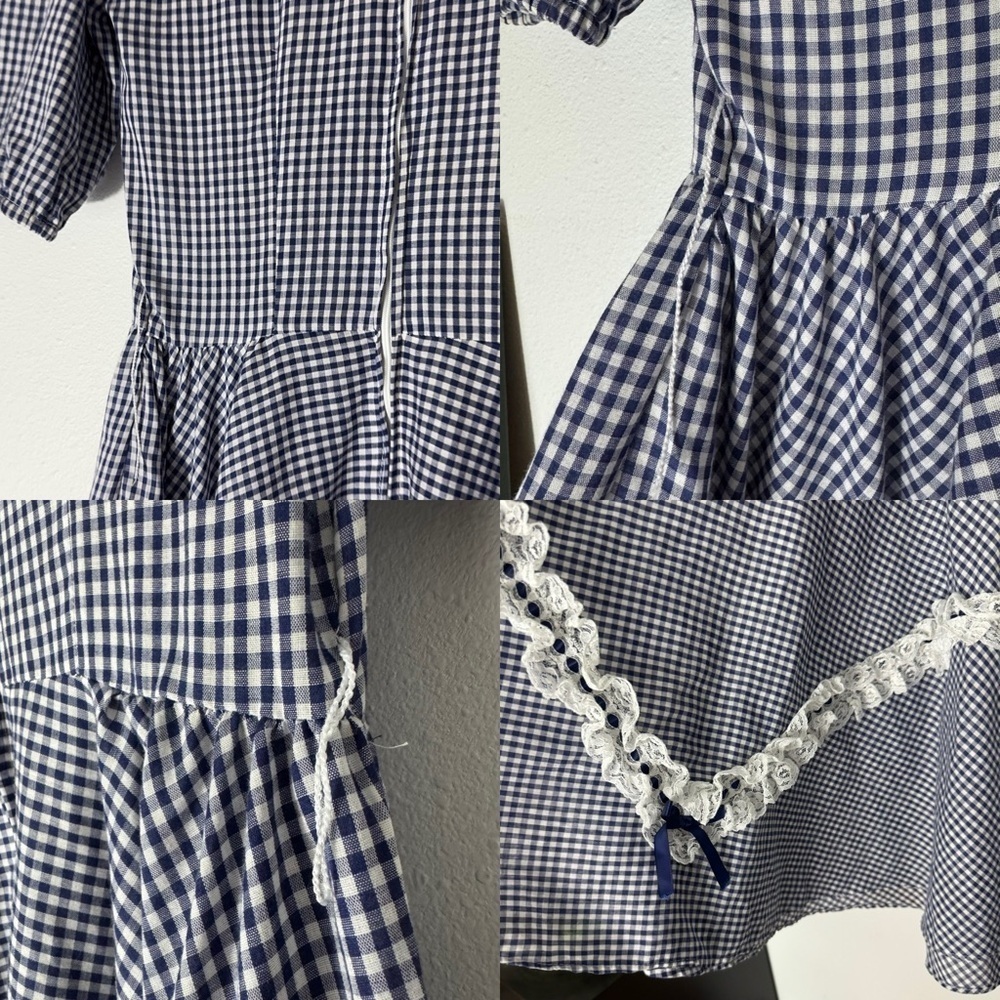 Vintage Jeri Bee navy blue gingham cottagecore dress size 10 - Picture 11 of 16